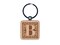 Monogram Swirls Capital Letter B Engraved Wood Square Keychain Tag Charm